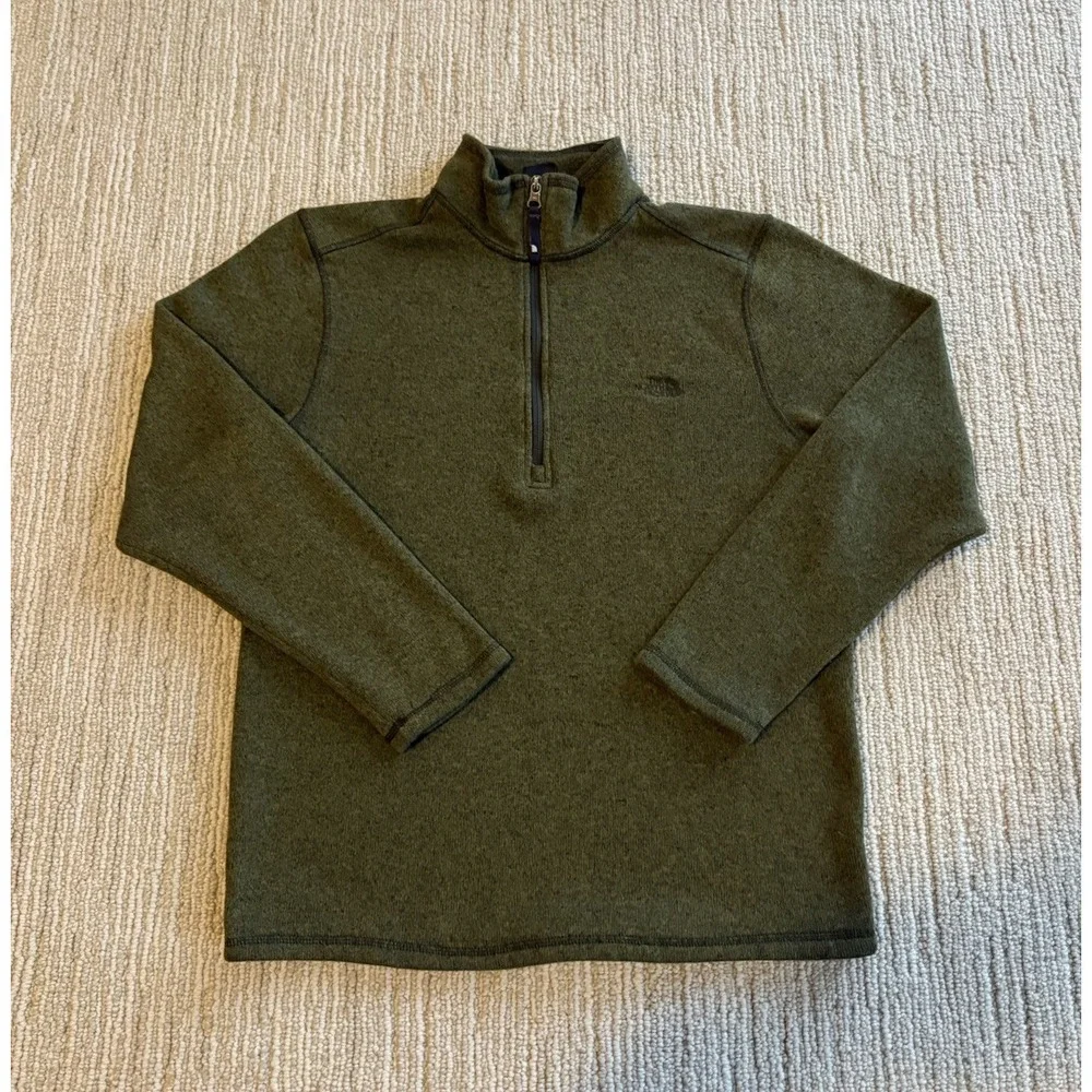 The North Face Better Sweater Quarter Zip Pullover Men's Medium Olive Green Knit